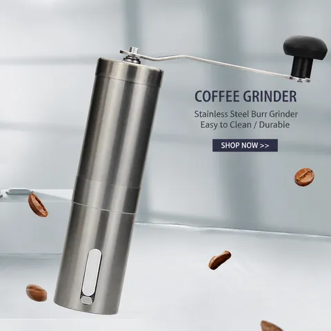 Stainless Steel Manual Coffee Grinder Portable Hand Crank Mini Coffee Bean Grinder Mill With Ceramic Burr For Home Travel