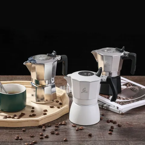 Καφετιέρα Moka από Αλουμίνιο Ιταλική Μηχανή Espresso Διπλή Βαλβίδα Καφετιέρα Εστιών Κλασικό Οκτάγωνο Μηχανή Espresso για το Σπίτι