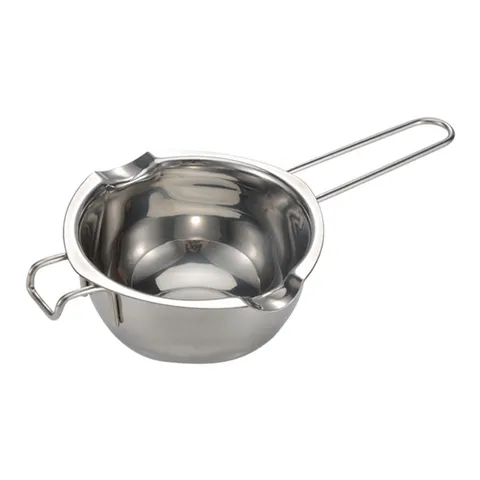 Stainless Steel Butter Chocolate Melting Pot Bowl With Long Handle Dual Pour Spouts For Kitchen Baking