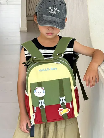 Japanese Fresh Color-Blocking Preschool Kids Backpack Lightweight Breathable Kindergarten Student School Bag For Boys Girls