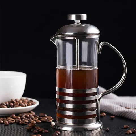 Cafetière Hittebestendig Borosilicaatglas Roestvrij Staal Koffiepers Thee Zetapparaat Minimalistisch