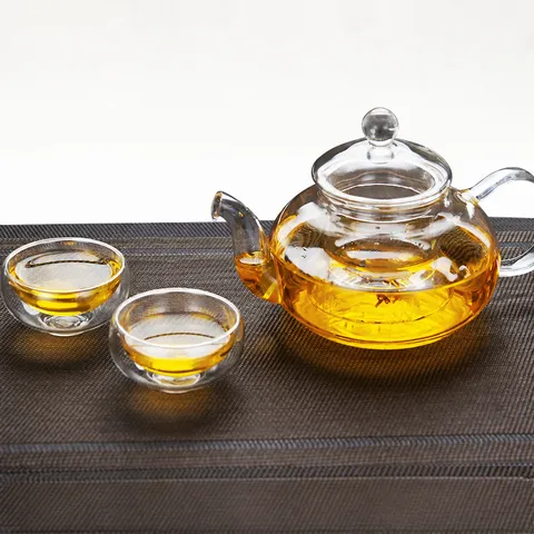 Théière en Verre Borosilicaté Hautement Résistant à la Chaleur Épaissie Claire Kung Fu Machine à Thé Coffre-Fort à Flamme Nue Vaisselle à Thé en Verre