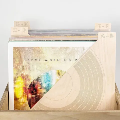 Wooden Vinyl Record Divider 26 Letters Index Tabs Laser Engraved Alphabet Bookmarks For Album Storage Organization