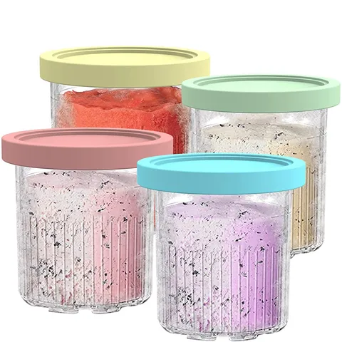 Replacement Ice Cream Pint Cups Compatible With Deluxe Series Plastic Storage Containers Multicolor Lids