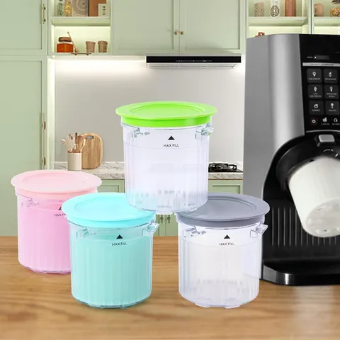 Plastic Ice Cream Pint Containers With Storage Lids Reusable Replacement Cups For Creamery Ice Cream Makers Kitchen Food Storage