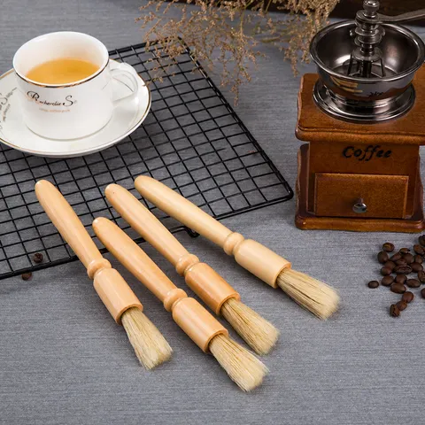 Spazzola per Pulizia Macinacaffè con Manico in Legno Stile Retro Setole Macchina da Caffè Strumento di Dosaggio
