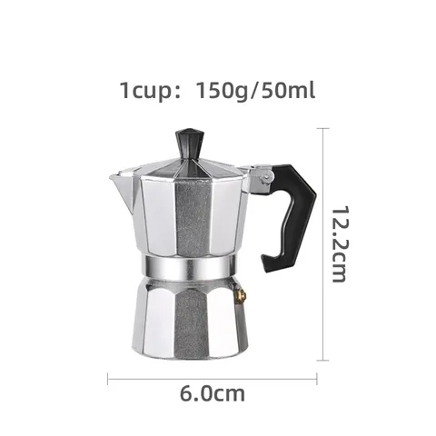 Italian Style Aluminum Stainless Steel Moka Pot Espresso Maker Octagonal Coffee Pot For Home Office Outdoor