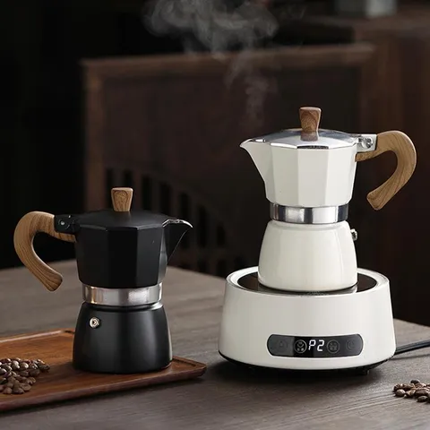 Italian Moka Pot And Electric Ceramic Stove Coffee Maker Set Touch Control Espresso Maker Home Tea Brewer Kitchen Appliance