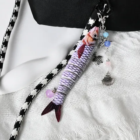 Creative Multi-Jointed Articulated Fish Keychain Resin Plastic Animal Bag Charm Cute Key Ring Pendant For Women Men