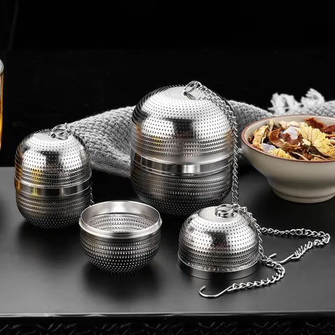 Stainless Steel Tea Infuser Ball Mesh Tea Strainer With Chain And Hook For Loose Leaf Tea Herbs Spices Kitchen Cookware