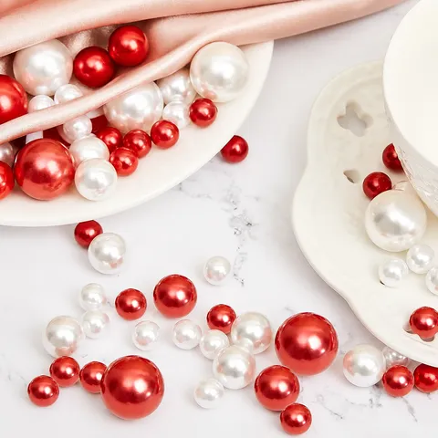 Decoraciones de Relleno para Jarrón de Navidad Surtido de Perlas Rojas y Blancas Bastones de Caramelo y Perlas de Agua para Fiesta Decoración