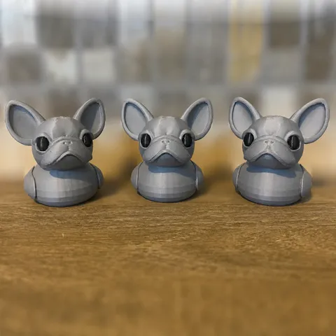 Creative 3D Printed French Bulldog Duck Figurine PLA Plastic Animal Desktop Ornament Cute Home Office Decor