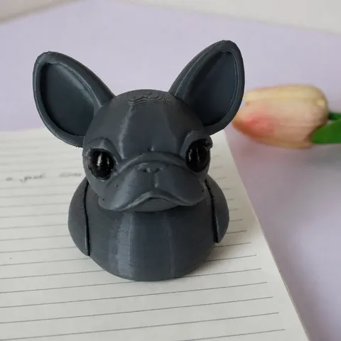 Creative 3D Printed French Bulldog Duck Figurine PLA Plastic Animal Statue Desk Ornament Home Office Decor