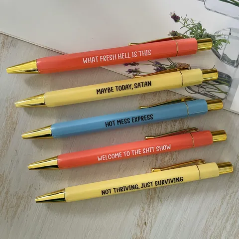 Novelty Funny Offensive Quotes Retractable Ballpoint Pens Plastic Click Pen Smooth Writing Office Stationery Gift