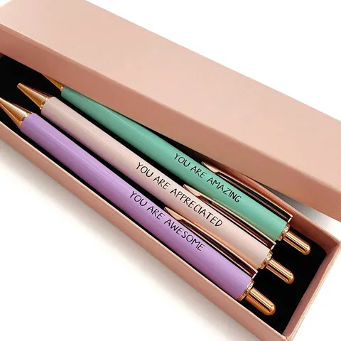 Metal Ballpoint Pen Gift Set Creative Inspirational Quote Retractable Pens Aluminum Alloy Graduation Gift