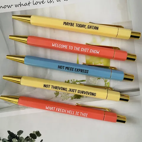Novelty Funny Offensive Quotes Retractable Ballpoint Pens Plastic Click Pen Smooth Writing Office Stationery Gift