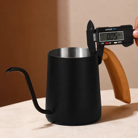 Stainless Steel Pour Over Coffee Kettle With Wood Grain Handle Gooseneck Drip Coffee Pot Home Kitchen