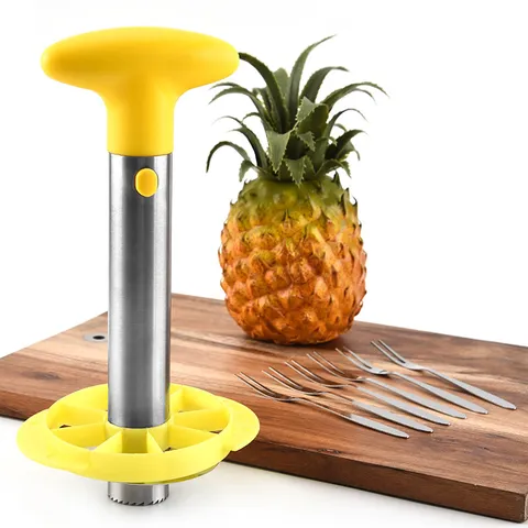 Stainless Steel Pineapple Peeler Corer Fruit Core Remover Cutter Kitchen Gadget Tool With Ergonomic Handle