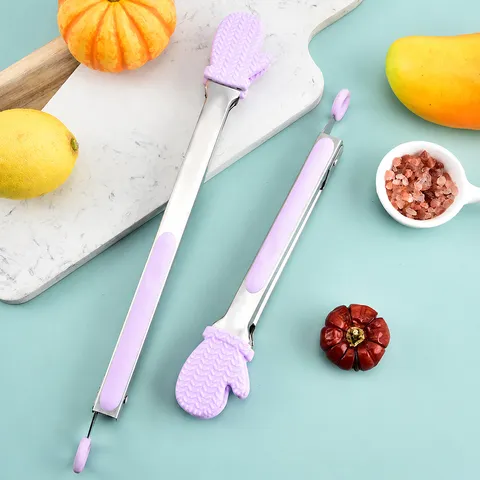 Pinze per Alimenti in Acciaio Inossidabile e Silicone Antiscivolo Resistenti al Calore Pinze per Pane BBQ Utensili da Cucina