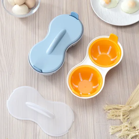 Pocheur à Œufs pour Micro-Ondes Double Cavité Cuiseur à Œufs en Plastique Résistant aux Hautes Températures Ustensile de Cuisine