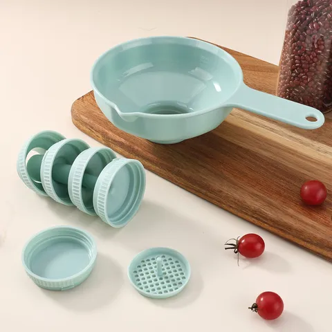 Multifunctional Plastic Kitchen Funnel Set Large Caliber with Strainer Storage Jar for Liquid Oil Jam Dispensing