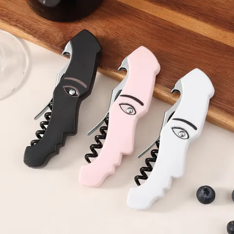Creatief Menselijk Gezicht Draagbare Wijnflesopener Roestvrij Staal Zeepaardje Mes Kurkentrekker Keuken