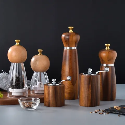 Manual Wood Pepper Grinder Salt Mill Walnut Spice Grinder Coffee Grinder Kitchen Grinding Tool for Home Cooking