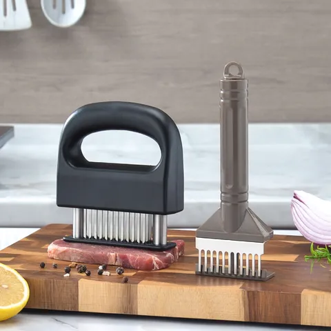 Stainless Steel Meat Tenderizer Tool 48 Needle And 11 Needle Kitchen Steak Gadget Ergonomic Handle Modern Style