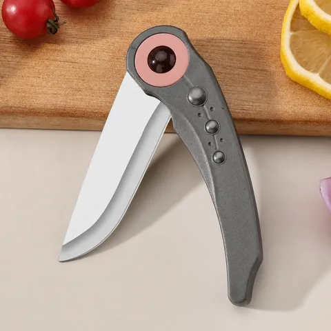 Coltello da Frutta Pieghevole in Acciaio Inossidabile Mini Pelapatate Portatile Blocco di Sicurezza Rotante Utensile da Cucina