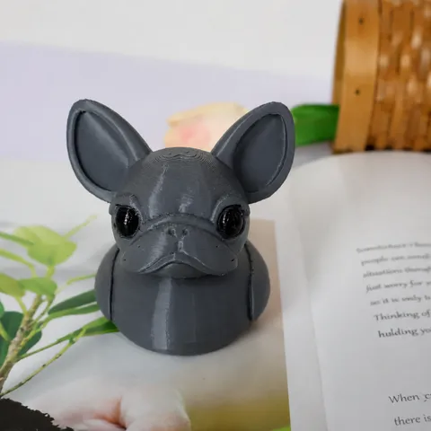 Creative 3D Printed French Bulldog Duck Figurine PLA Plastic Animal Statue Desk Ornament Home Office Decor