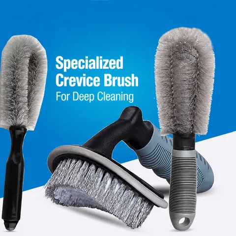 Brosse de Moyeu de Roue de Voiture Brosse de Pneu Ensemble d'Outils de Nettoyage Auto Brosse de Jante en PVC Souple pour Lavage