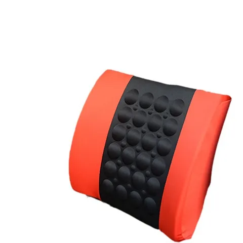 Car Massage Lumbar Support Cushion Electric Back Rest Pillow For Auto Office Seat Breathable Cotton Beige