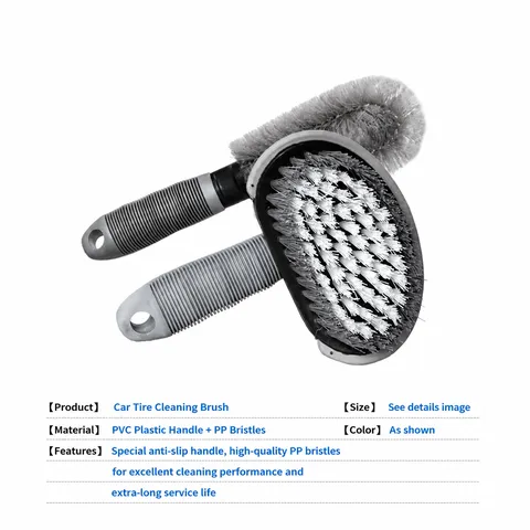 Brosse de Moyeu de Roue de Voiture Brosse de Pneu Ensemble d'Outils de Nettoyage Auto Brosse de Jante en PVC Souple pour Lavage