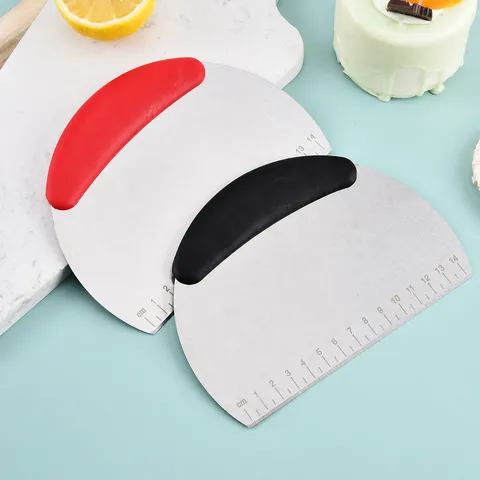Stainless Steel Dough Scraper With Measurement Scale Kitchen Baking Tool Plastic Handle Flour Cutter Pastry Knife