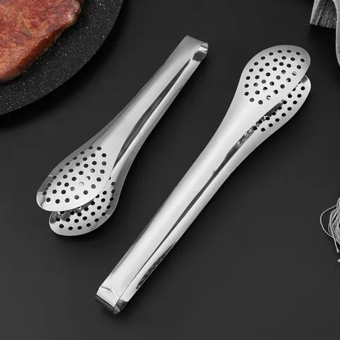 Stainless Steel Food Tongs Kitchen Cooking BBQ Salad Serving Tongs Metal Bread Meat Tong Kitchen Gadgets