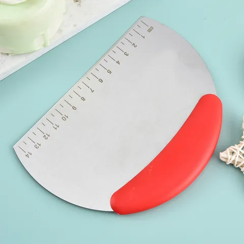 Stainless Steel Dough Scraper With Measurement Scale Kitchen Baking Tool Plastic Handle Flour Cutter Pastry Knife