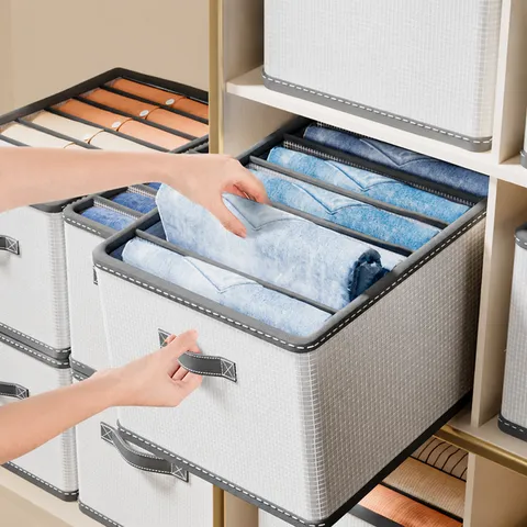 Foldable Non-Woven Fabric Wardrobe Clothes Storage Box Multi-Grid Drawer Divider Organizer For Pants Underwear Home Closet