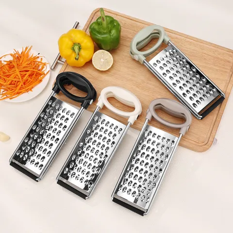 Grattugia a Doppia Faccia in Acciaio Inossidabile Strumento da Cucina Con Design Stabile E Manico Multicolore per Patate Formaggio