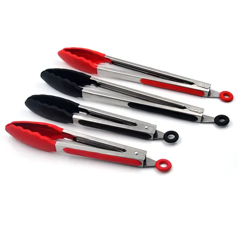 Stainless Steel Food Tongs Silicone Non-Slip Heat Resistant Kitchen Tongs For Cooking Baking BBQ Steak Kitchen Accessories