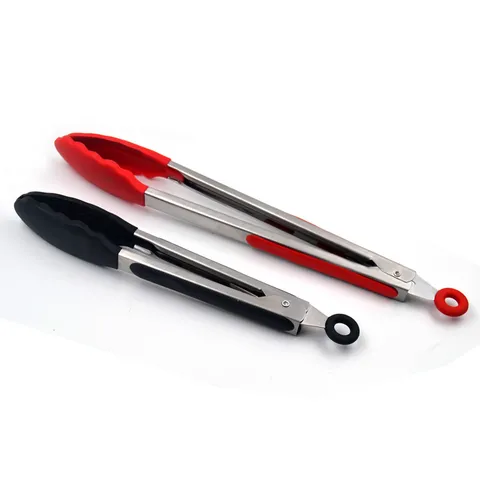 Stainless Steel Food Tongs Silicone Non-Slip Heat Resistant Kitchen Tongs For Cooking Baking BBQ Steak Kitchen Accessories