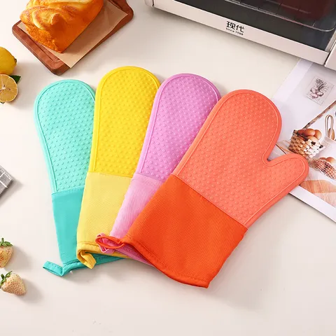 Guanti da Forno Resistenti al Calore in Silicone Cotone Cucina Addensato Antiscivolo Cottura Microonde Strumento