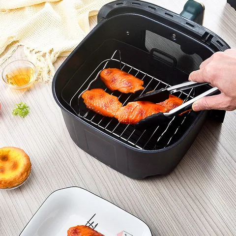 Rectangle Silicone Air Fryer Baking Pan And Stainless Steel Grill Rack Kitchen Cooking Accessories Set