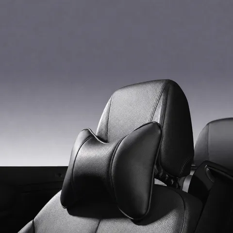 Reposacabezas de Coche Almohada de Cuello Cuero Sintético Transpirable Perforado Forma de Hueso Cojín Accesorios de Interior de Coche Universal