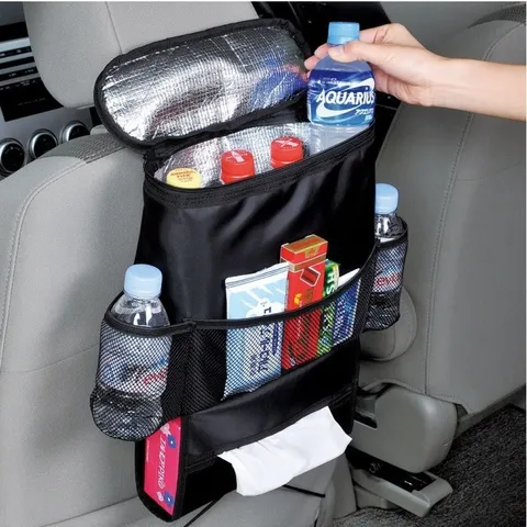 Car Seat Back Organizer Oxford Cloth Storage Bag Insulated Cooler Bag With Tissue Holder Car Interior Accessory
