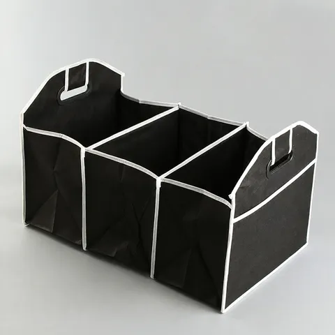 Car Trunk Organizer Foldable Multi Compartment Storage Box Waterproof Non Woven Fabric Car Interior Cargo Bin