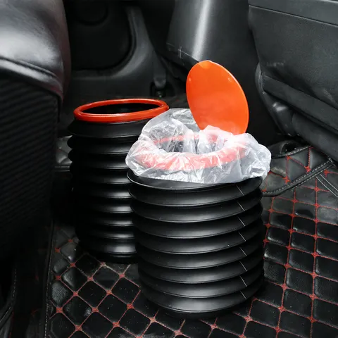 Car Folding Water Bucket Collapsible Portable Car Trash Can Multifunctional Storage Bin With Lid For Automotive Outdoor