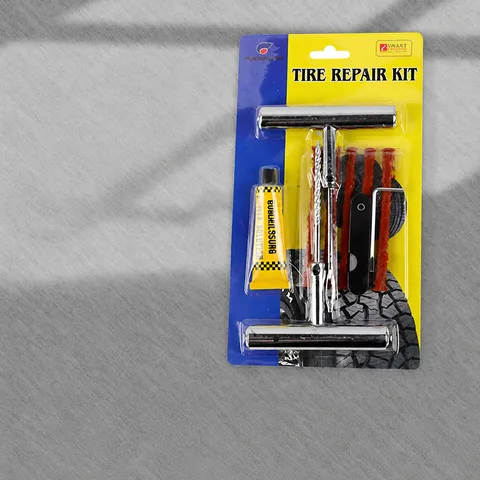 Auto Motorfiets Tubeless Banden Reparatie Gereedschap Set Rvs T Handvat Plug Naald Rubber Strips Noodreparatie