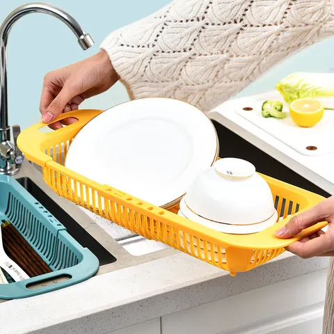 Colino per Lavello da Cucina Retrattile Plastica Verdura Frutta Cestello di Scarico Sopra Lavello Sgocciolatoio Organizzatore Casa