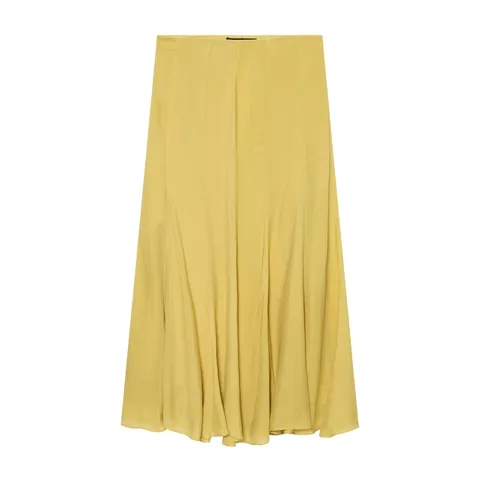 Falda Midi Fluida de Poliéster de Color Sólido de Estilo Occidental para Mujer Falda Recta de Cintura Alta Con Costuras de Paneles Múltiples para Uso Casual