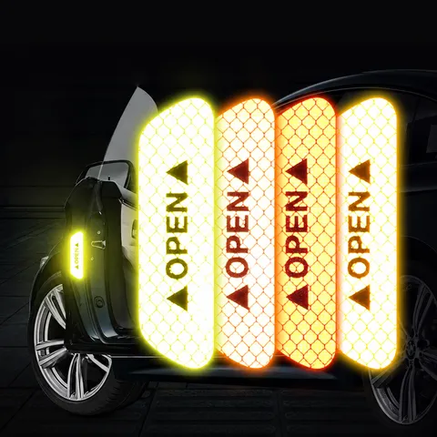 Car Door Open Reflective Warning Sticker Diamond Grade Safety Anti Collision Decal Auto Exterior Accessories